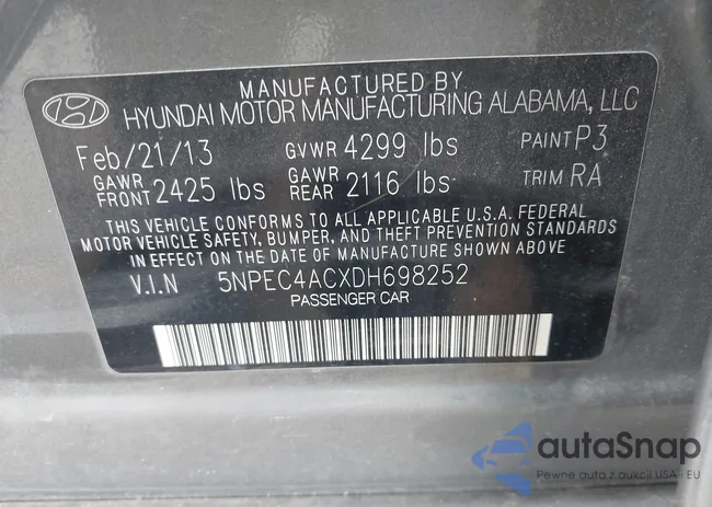 5NPEC4ACXDH698252: 43457742