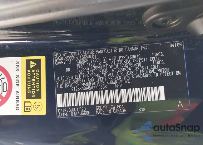 2T2BK1BA8AC008638: 43457795