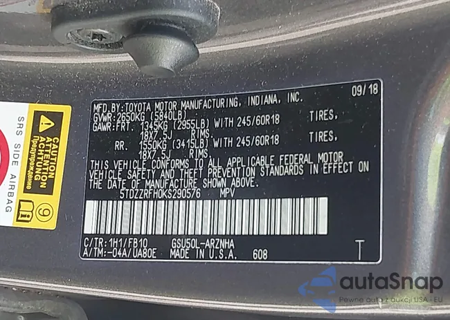 5TDZZRFH0KS290576: 43457959