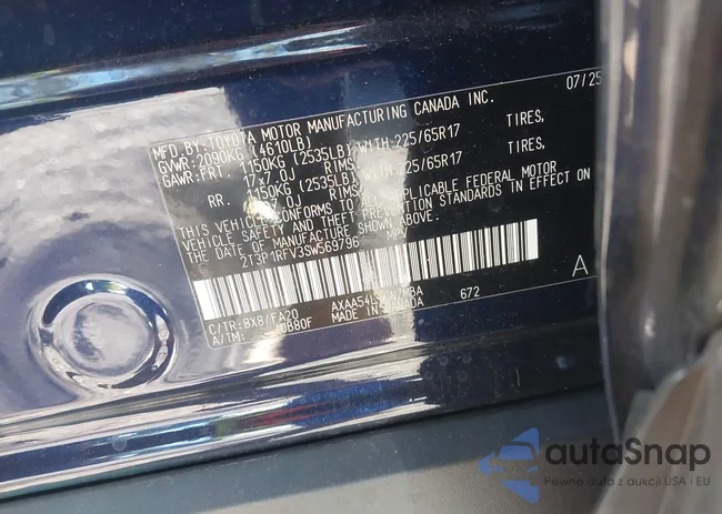 2T3P1RFV3SW569796: 43458013