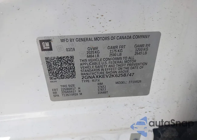 2GNAXKEV2K6258747: 43457127