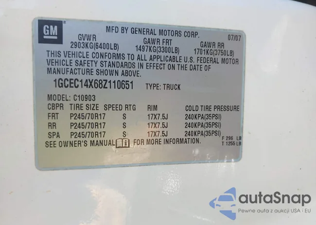 1GCEC14X68Z110651: 43457145