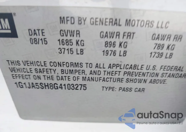 1G1JA5SH8G4103275: 43457161