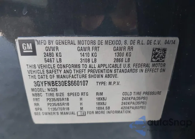 3GYFNBE30ES660107: 43457359