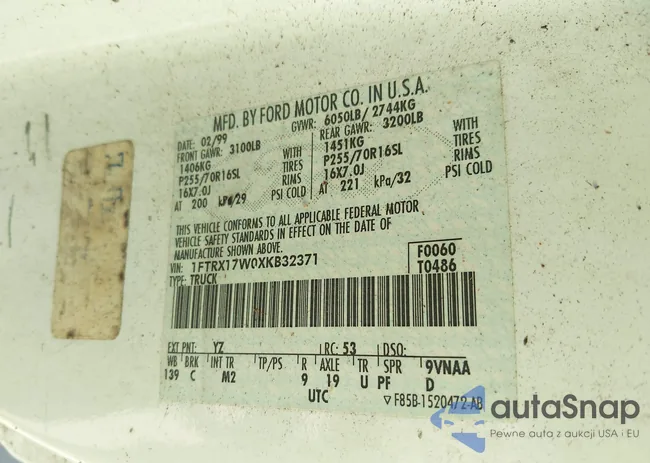 1FTRX17W0XKB32371: 43457398