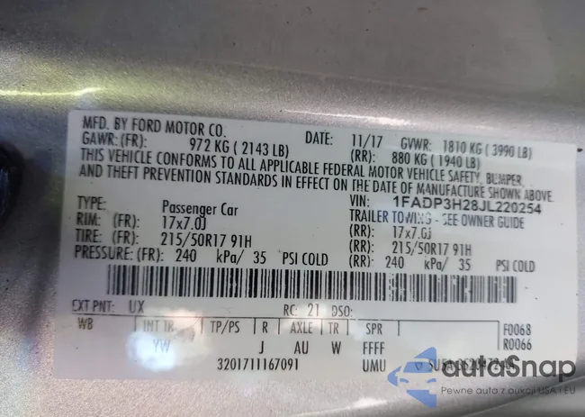 1FADP3H28JL220254: 43457431