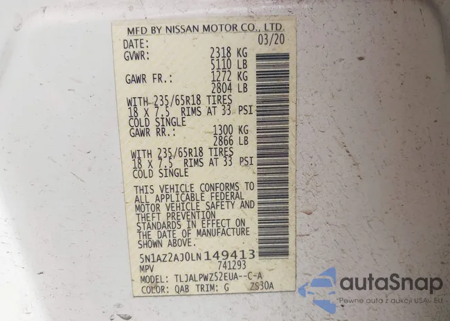 5N1AZ2AJ0LN149413: 43458552