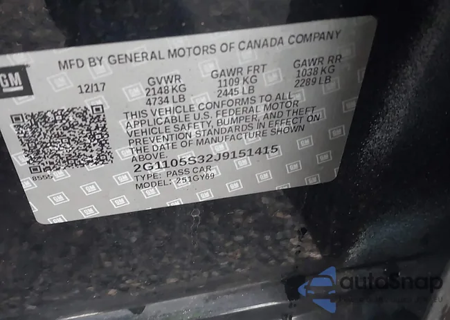 2G1105S32J9151415: 43458595