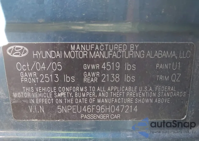 5NPEU46F96H047214: 43458606