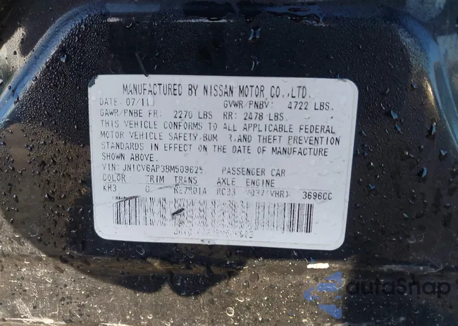 JN1CV6AP3BM509625: 43458830