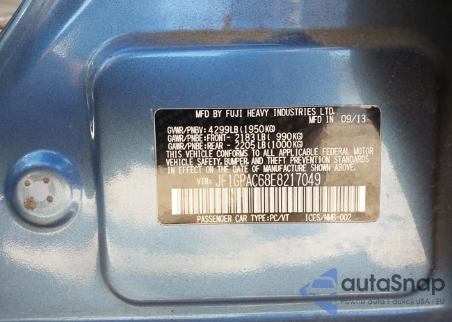 JF1GPAC68E8217049: 43458888