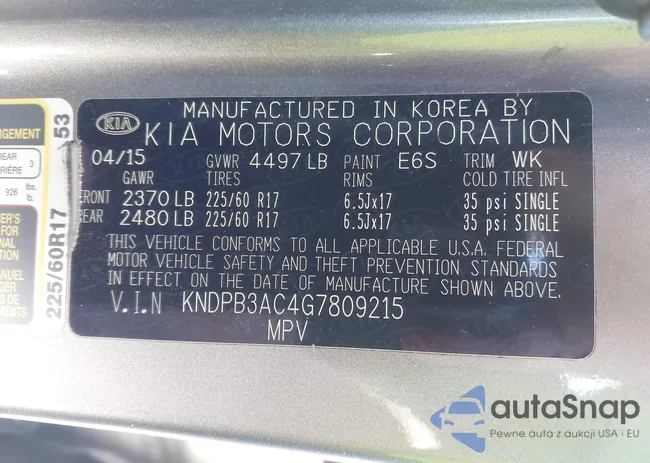 KNDPB3AC4G7809215: 43458970