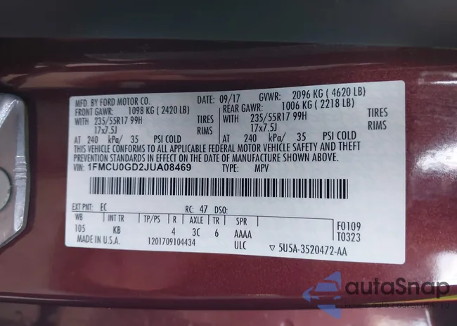 1FMCU0GD2JUA08469: 43459001