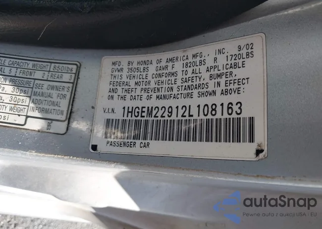 1HGEM22912L108163: 43459019