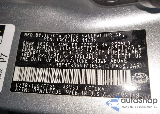 4T1BF1FK5GU171654: 43458289