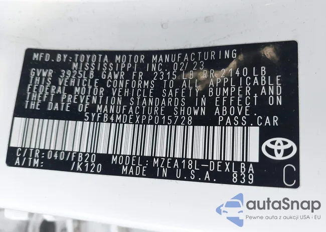 5YFB4MDEXPP015728: 43458291