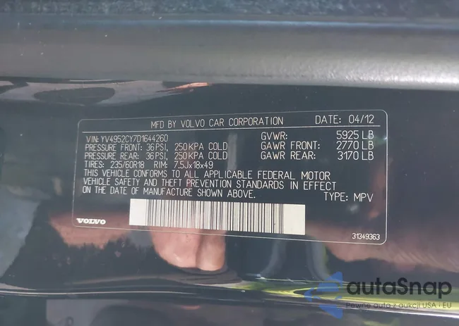 YV4952CY7D1644260: 43458322