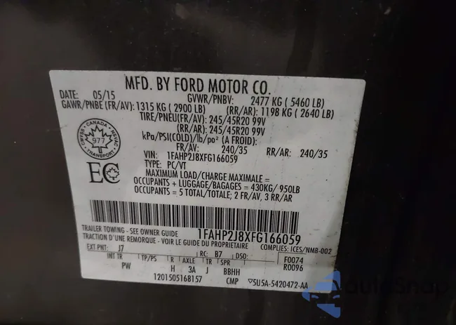 1FAHP2J8XFG166059: 43458365