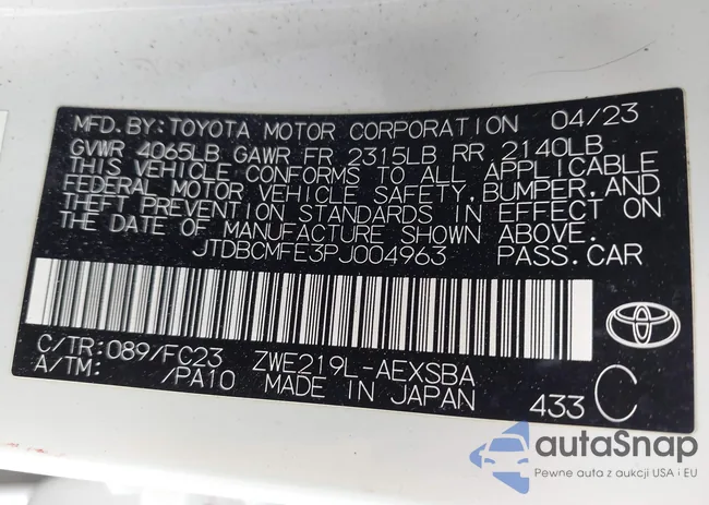 JTDBCMFE3PJ004963: 43458385