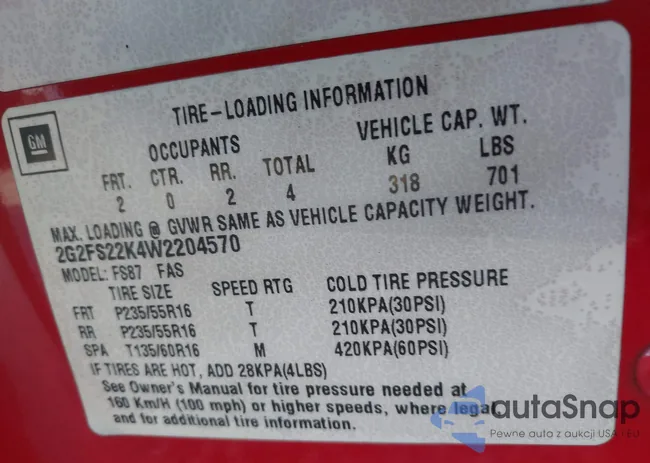 2G2FS22K4W2204570: 43458404