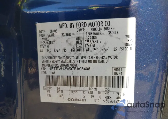 1FTRW12W07FA03405: 43458427