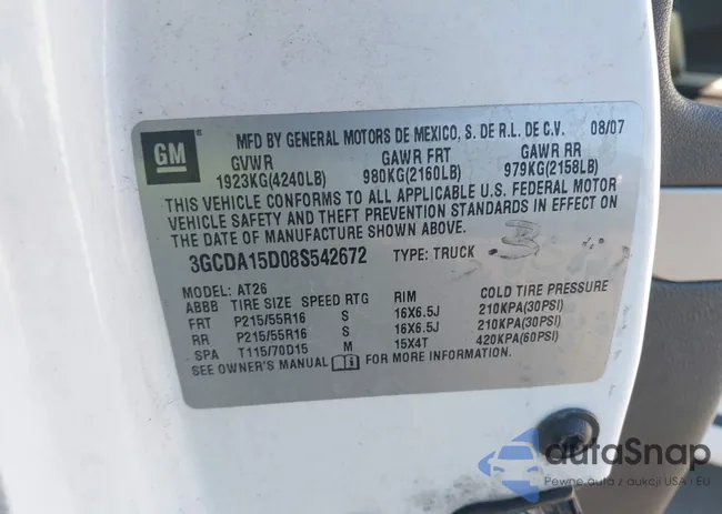 3GCDA15D08S542672: 43459620