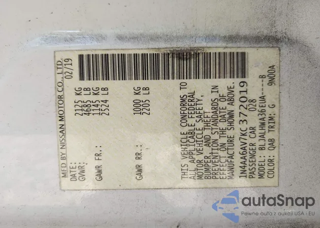 1N4AA6AV7KC372019: 43459637