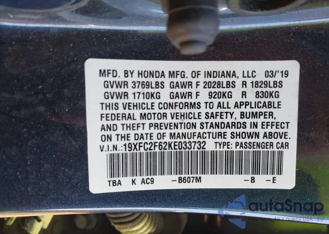 19XFC2F62KE033732: 43459670