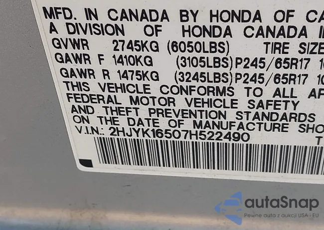 2HJYK16507H522490: 43459776