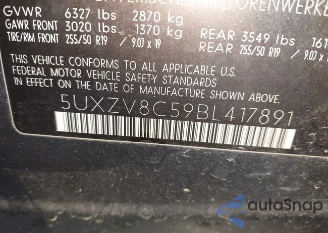 5UXZV8C59BL417891: 43459789