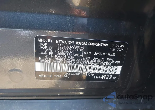 JA4J4VA86SZ023219: 43459806