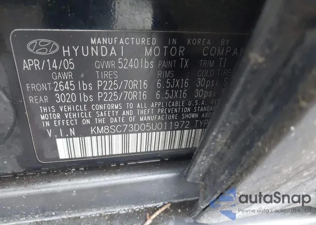 KM8SC73D05U011972: 43459833