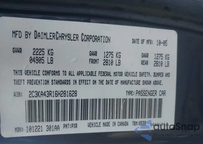 2C3KA43R16H281628: 43460108