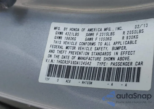 1HGCR2F59DA134542: 43459121