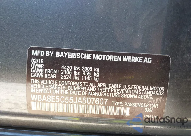 WBA8E5C55JA507607: 43459179