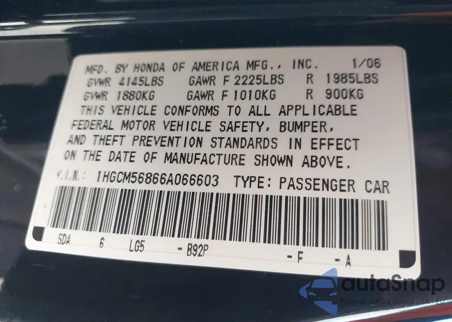 1HGCM56866A066603: 43459183