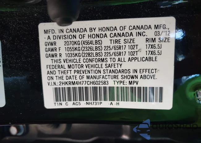 2HKRM4H77CH602583: 43459191