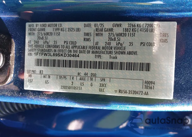 1FTFW3L89SKD30464: 43459227