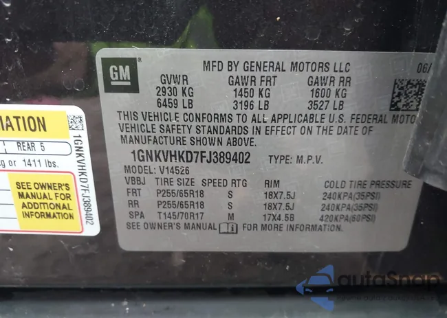 1GNKVHKD7FJ389402: 43459239