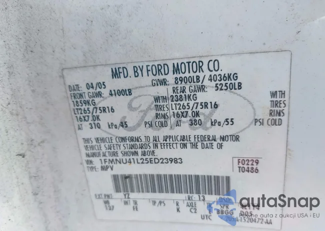 1FMNU41L25ED23983: 43459277