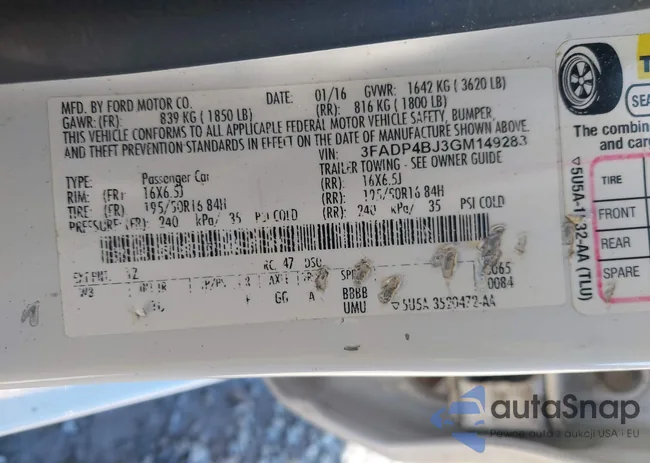 3FADP4BJ3GM149283: 43459287