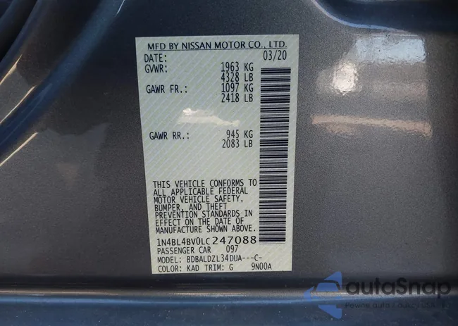 1N4BL4BV0LC247088: 43460748