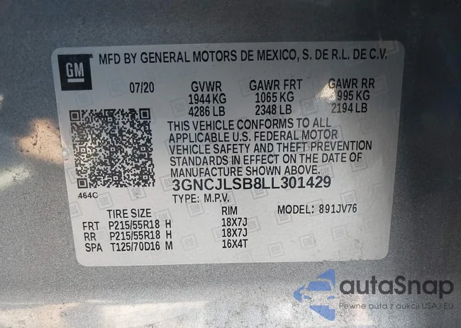 3GNCJLSB8LL301429: 43460812