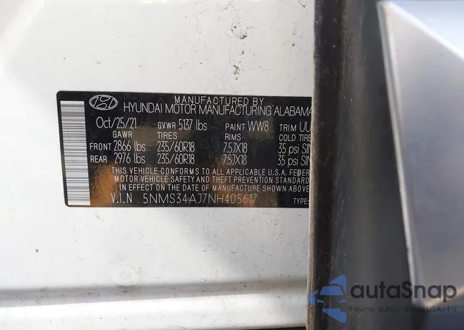 5NMS34AJ7NH405617: 43461006