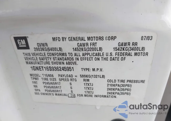 1GNET16S936245951: 43460146