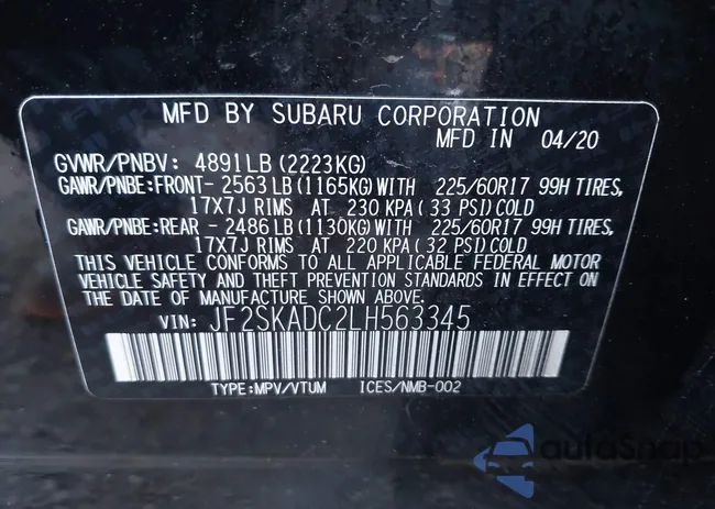 JF2SKADC2LH563345: 43460149