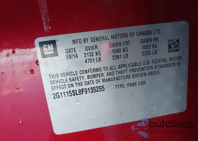 2G1115SL8F9135255: 43460171