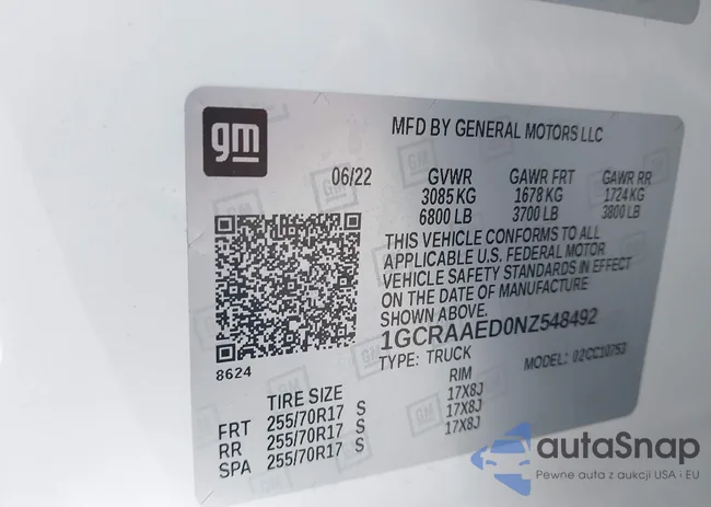 1GCRAAED0NZ548492: 43460332