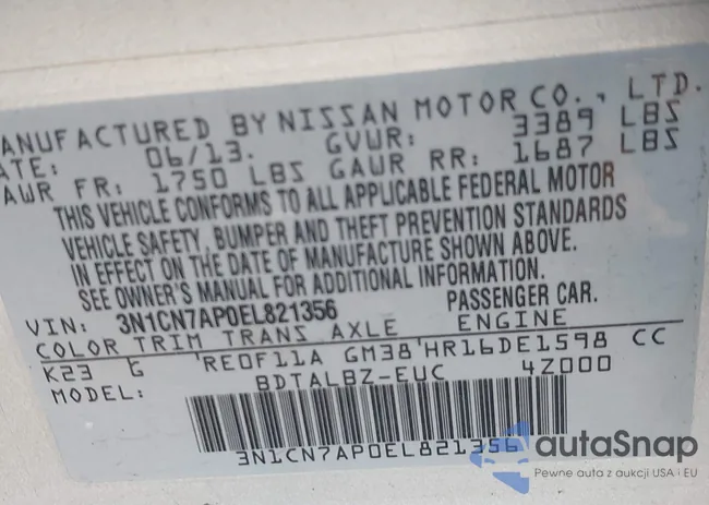 3N1CN7AP0EL821356: 43460367