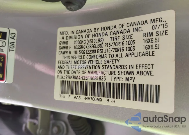 2HKRM4H35FH681835: 43460426